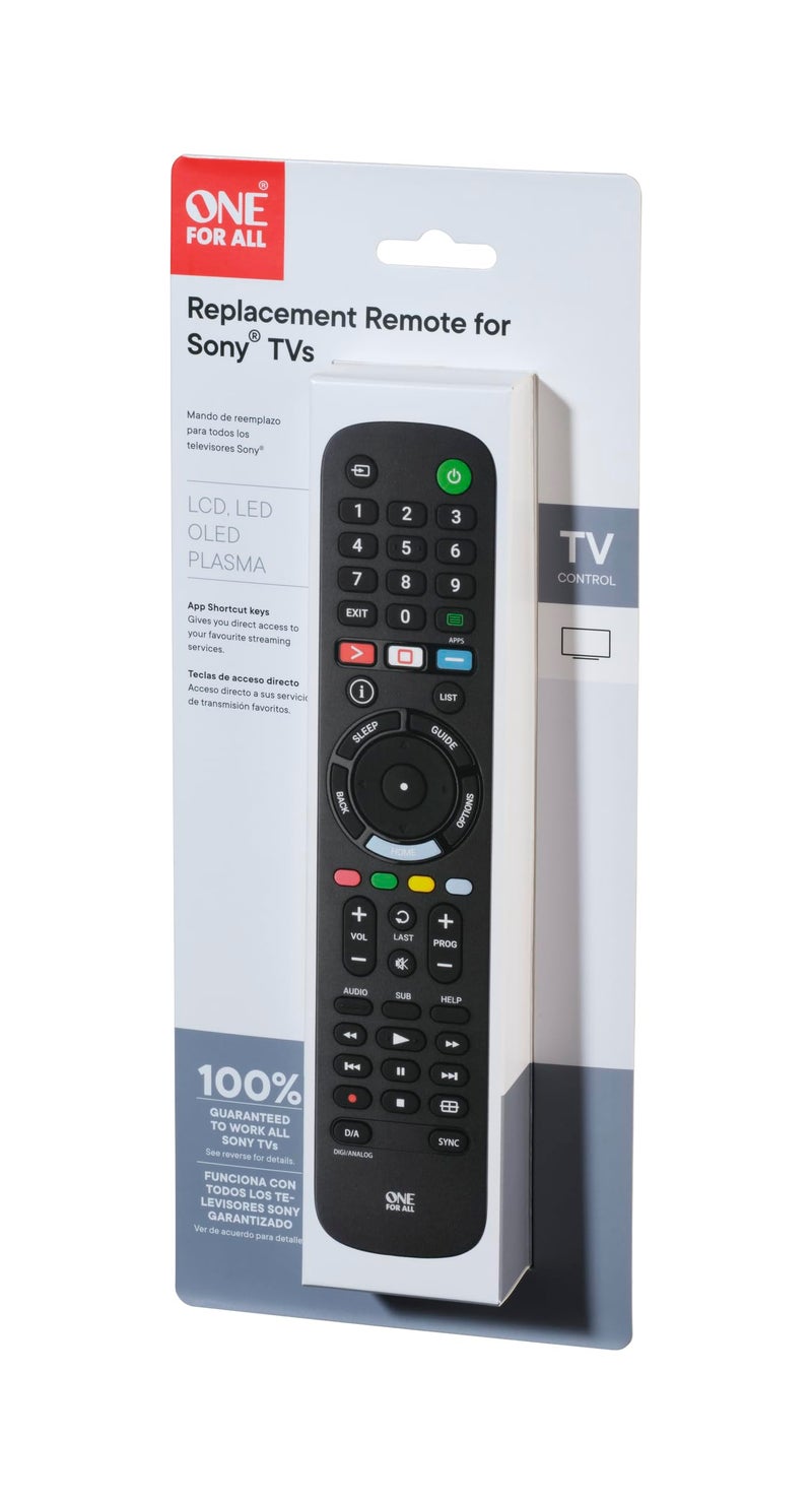 One For All TV Replacement Remote Compatible with Sony TVs Only (LCD, LED, OLED, Plasma) - Ideal Replacement Remote Control with Same Functions as The Original Remote, Black, Model URC4812 - Image 5